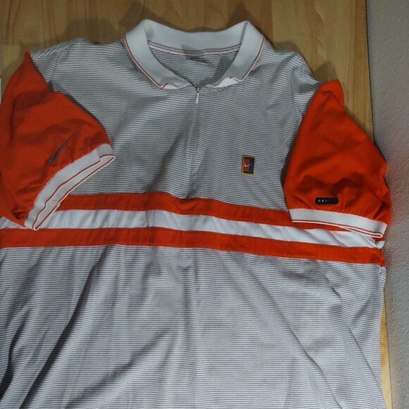 Vintage 90s Nike Challenge Court Tennis Striped Polo Shirt - Picture 2 of 8